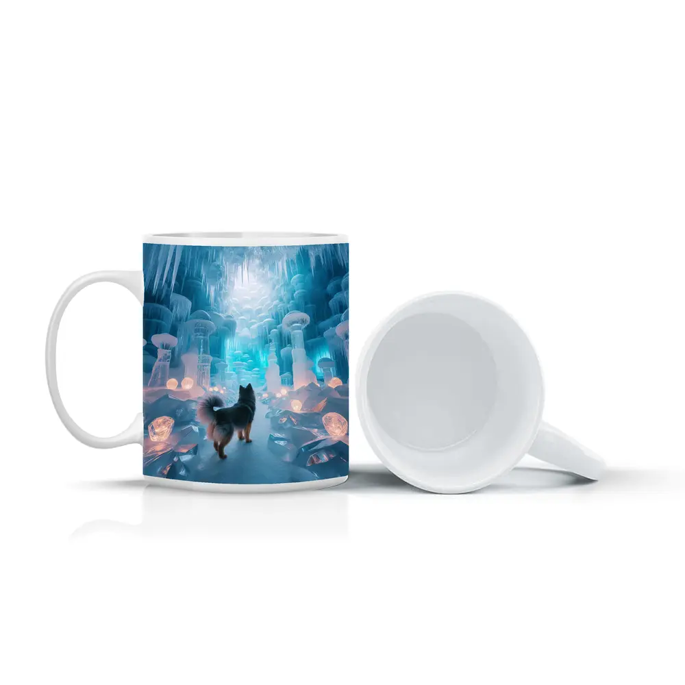 Finnish Spitz Dog In Glowing Ice Cave – Mugs