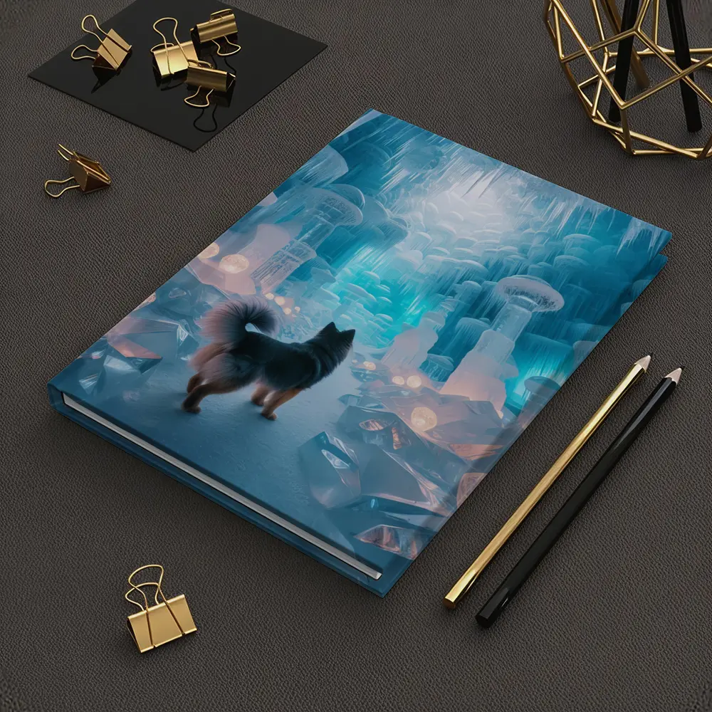 Finnish Spitz Dog In Glowing Ice Cave – Notebooks