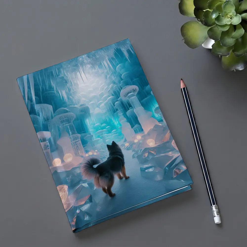 Finnish Spitz Dog In Glowing Ice Cave – Notebooks