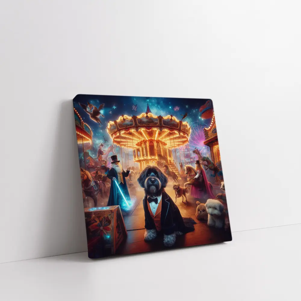 Doodle Dog Tuxedo Magical Carnival Night – Wall Art
