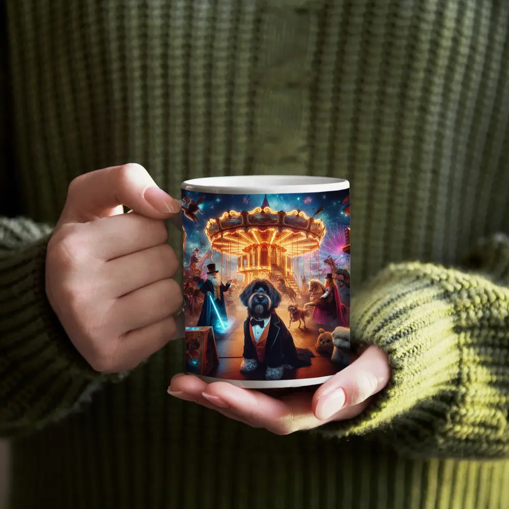 Doodle Dog Tuxedo Magical Carnival Night – Mugs