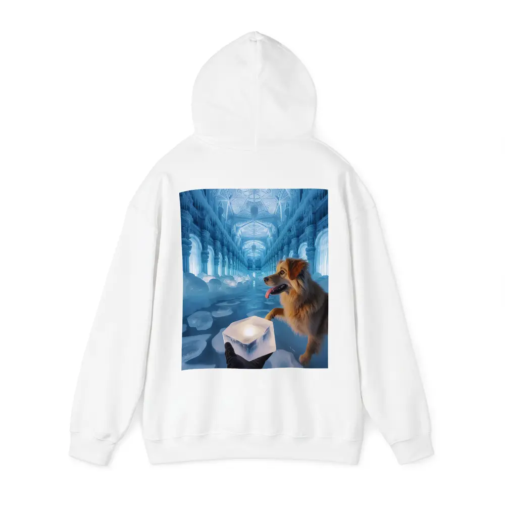 Golden Dog Exploring Magical Ice Palace – Hoodies
