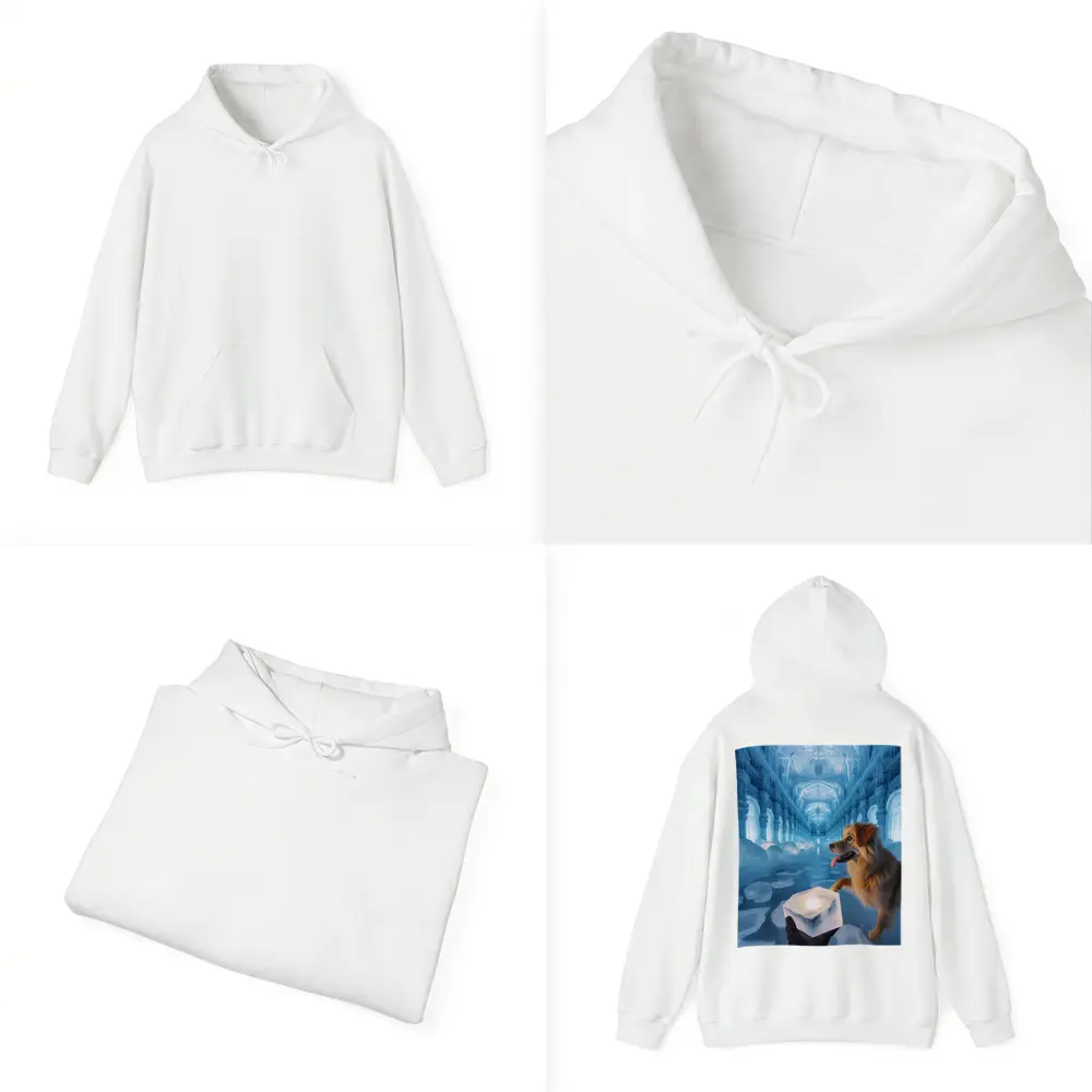 Golden Dog Exploring Magical Ice Palace – Hoodies