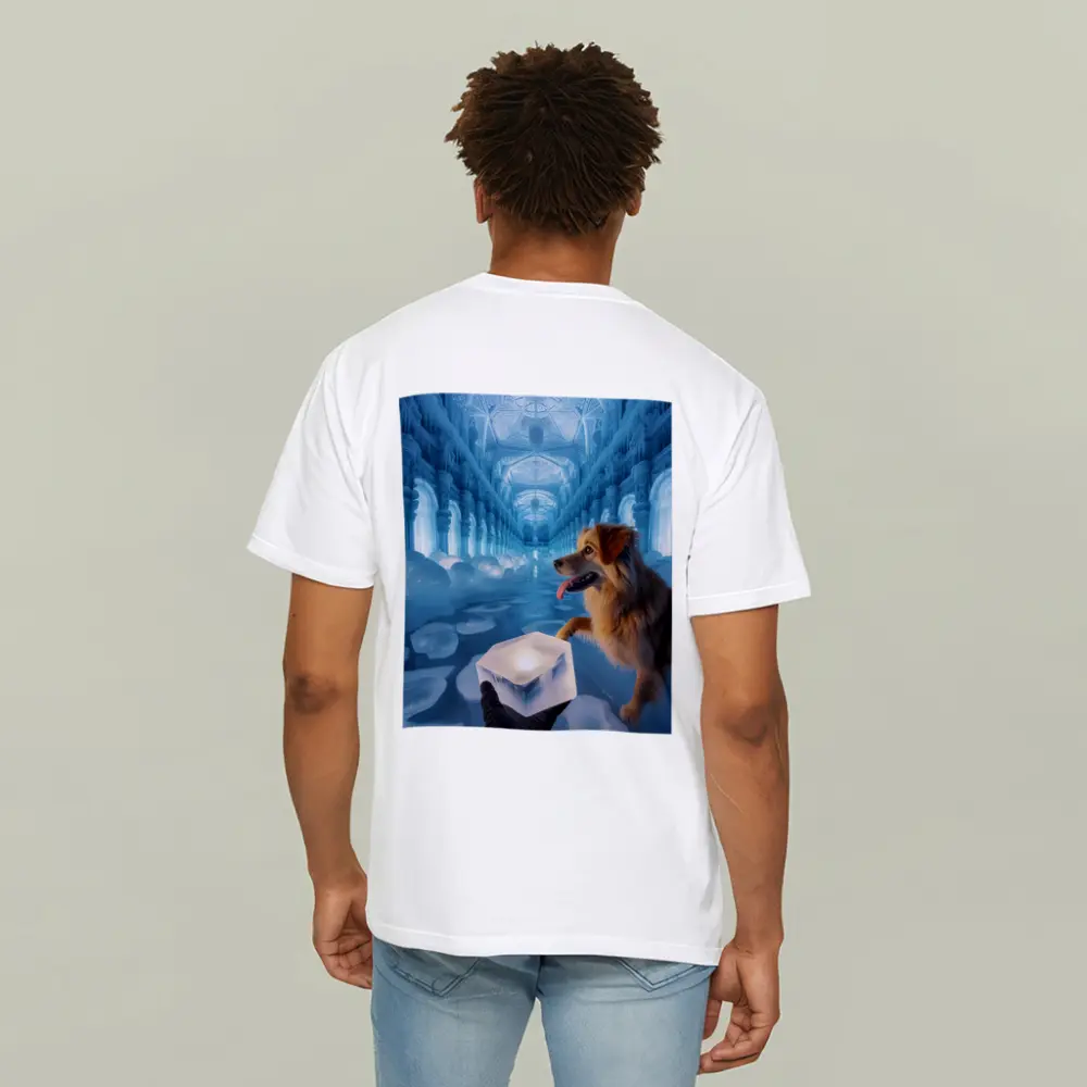 Golden Dog Exploring Magical Ice Palace – T-Shirts