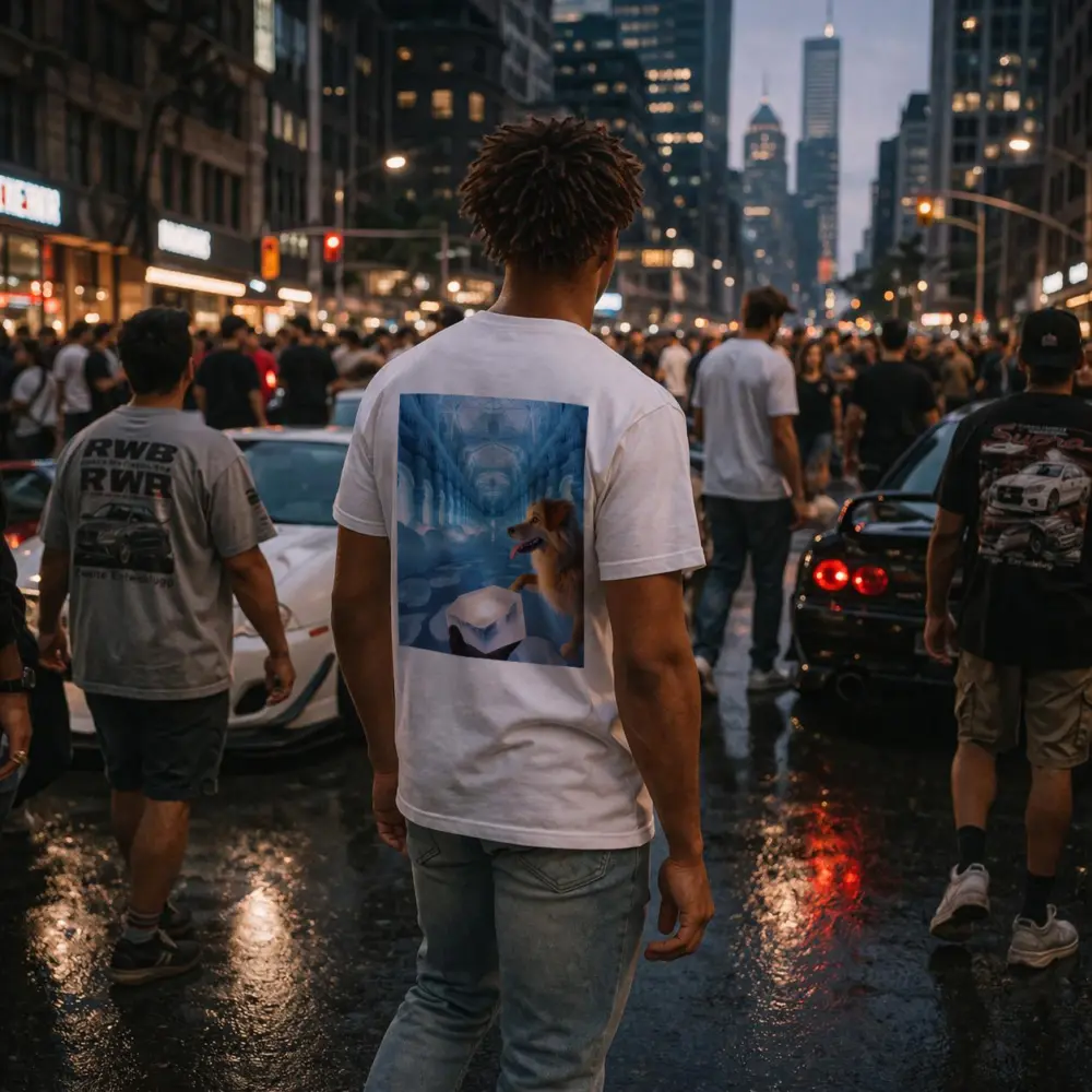 Golden Dog Exploring Magical Ice Palace – T-Shirts