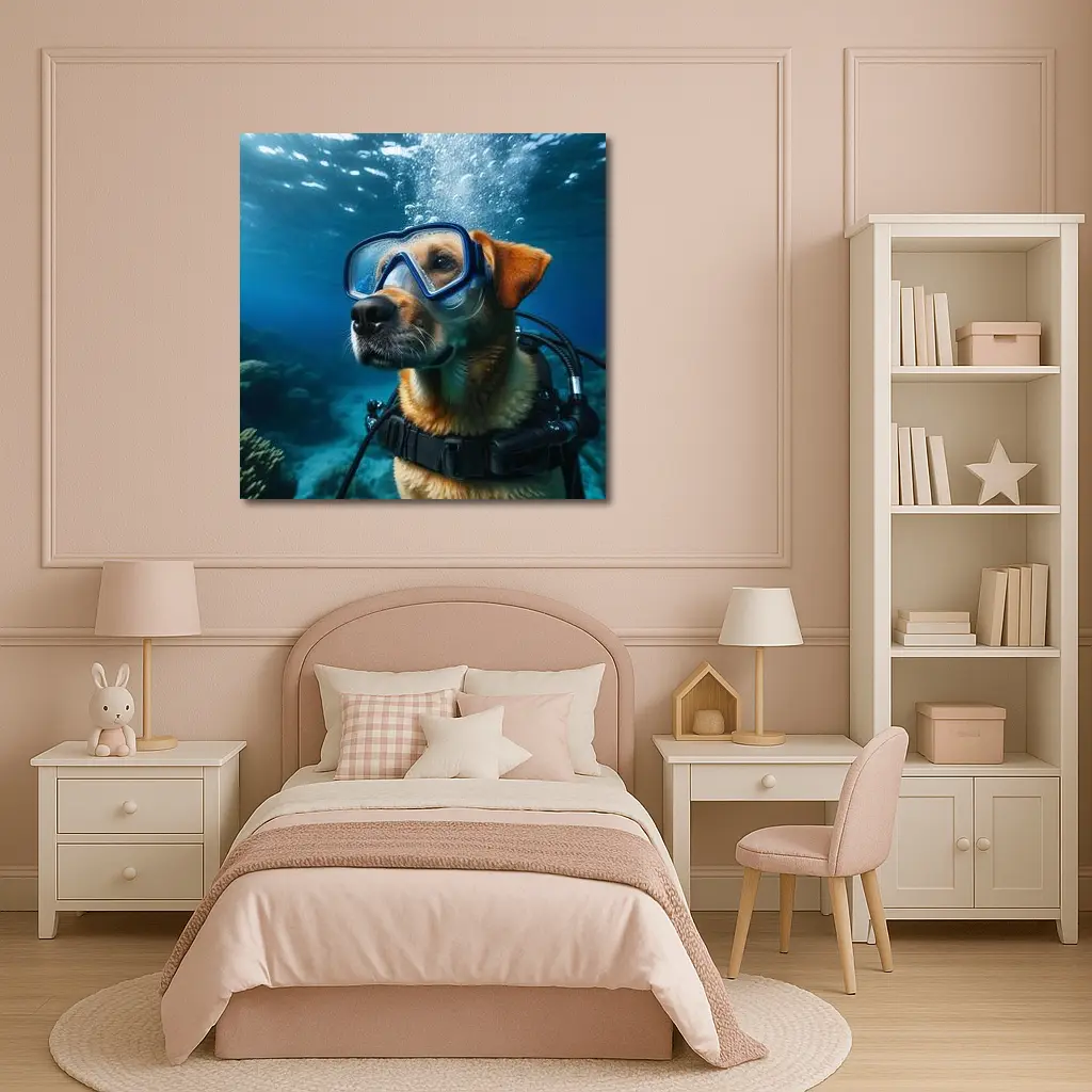 Dog Scuba Diving Underwater Ocean Adventure – Wall Art