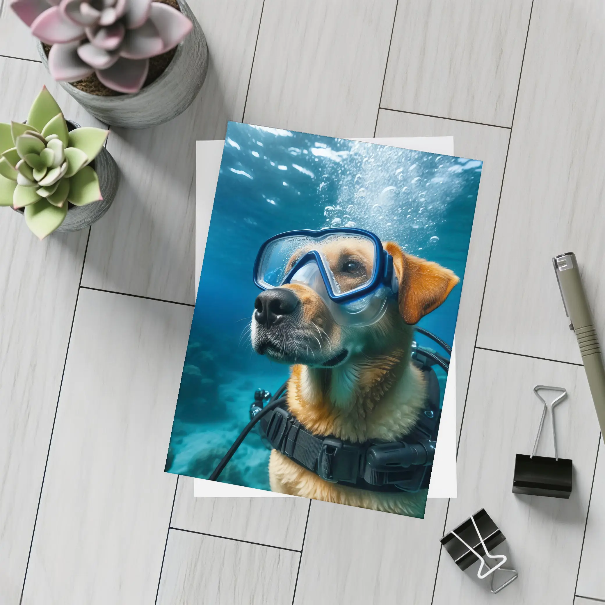 Dog Scuba Diving Underwater Ocean Adventure – Postcards