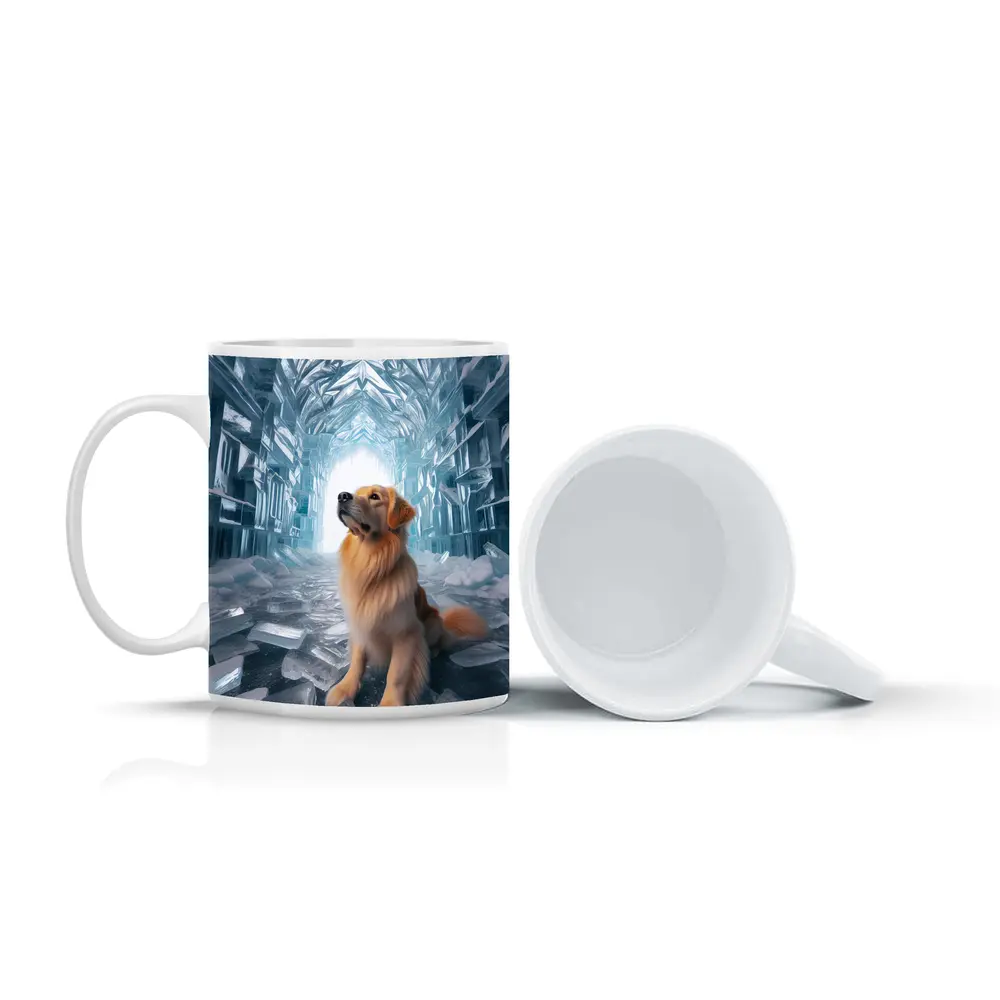 Golden Retriever Sitting In Ice Crystal Cave – Mugs