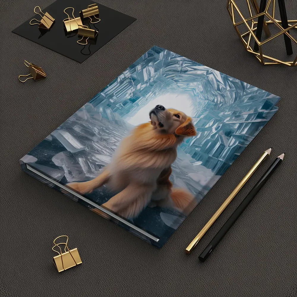 Golden Retriever Sitting In Ice Crystal Cave – Notebooks