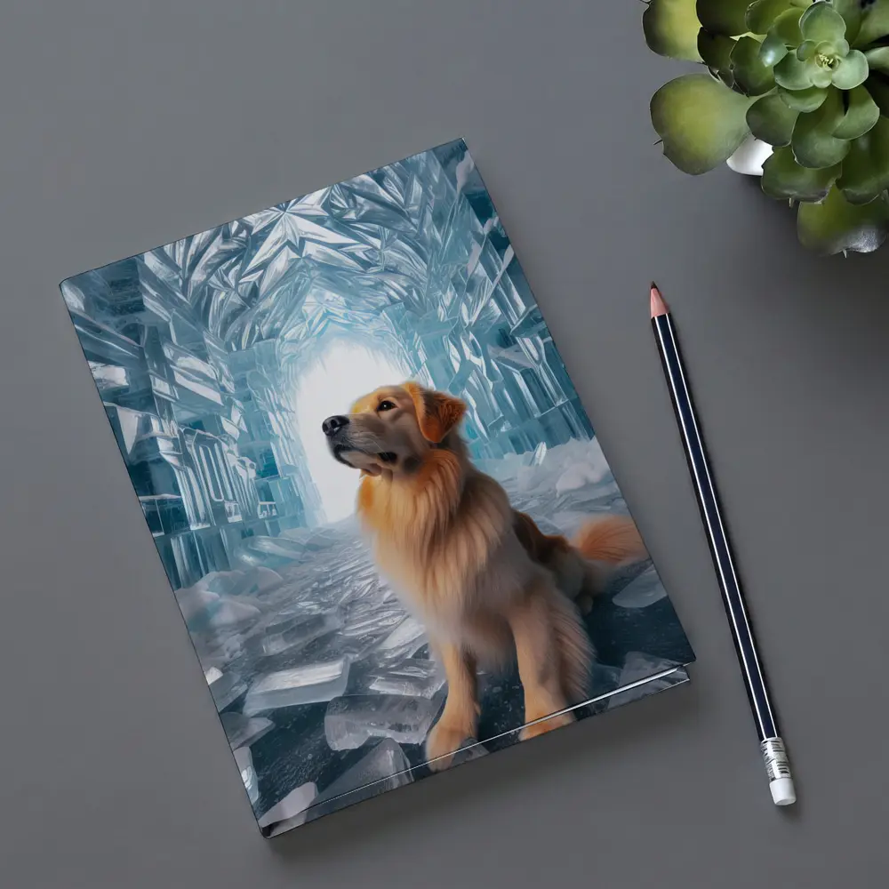Golden Retriever Sitting In Ice Crystal Cave – Notebooks