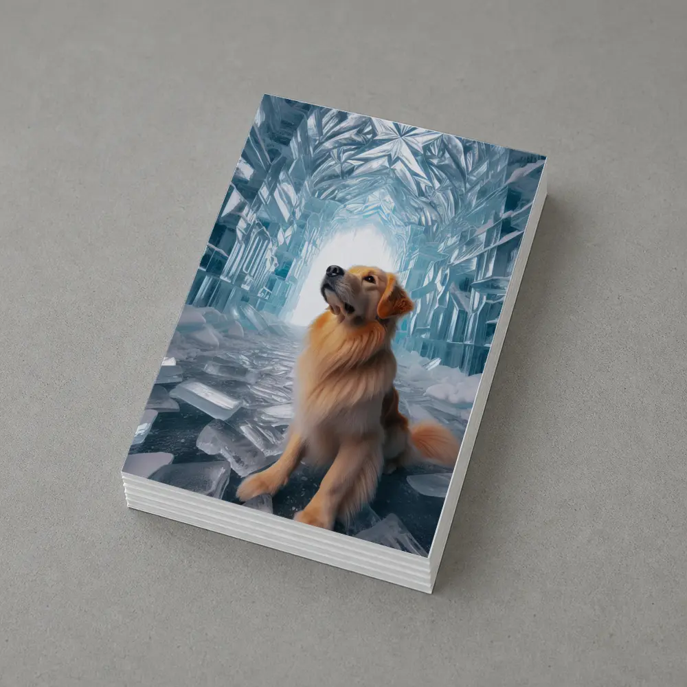 Golden Retriever Sitting In Ice Crystal Cave – Postcards