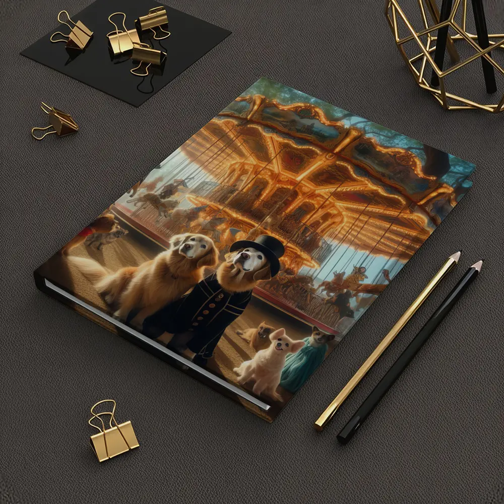 Golden Retriever Dogs Carnival Carousel Fantasy Scene – Notebooks
