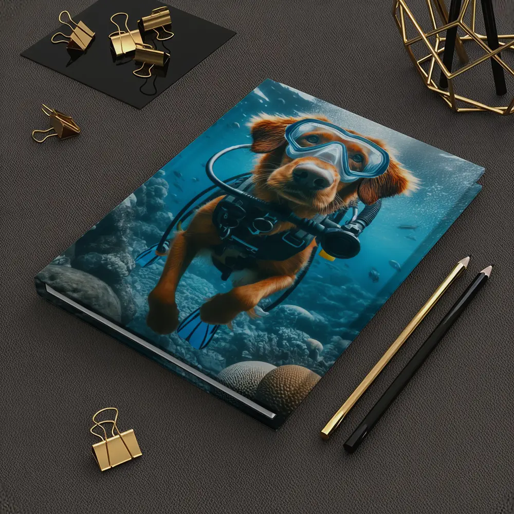 Golden Retriever Scuba Diving Underwater Coral Reef – Notebooks