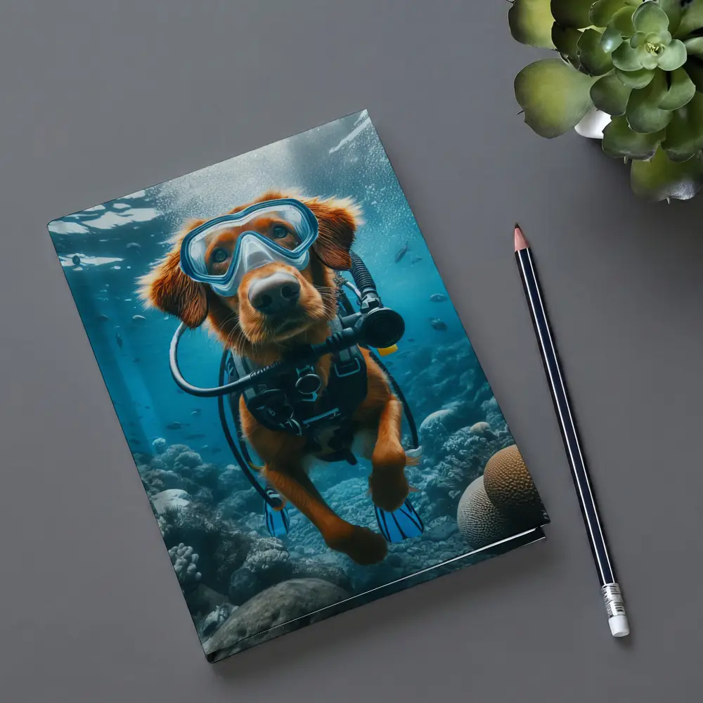 Golden Retriever Scuba Diving Underwater Coral Reef – Notebooks