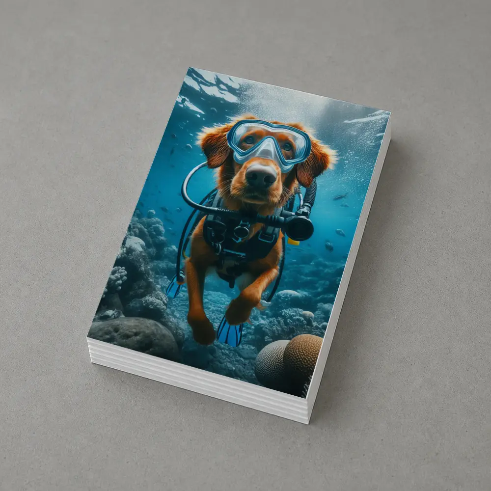 Golden Retriever Scuba Diving Underwater Coral Reef – Postcards