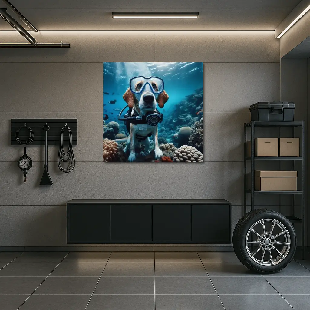 Beagle Dog Scuba Diving Underwater Coral Reef – Wall Art