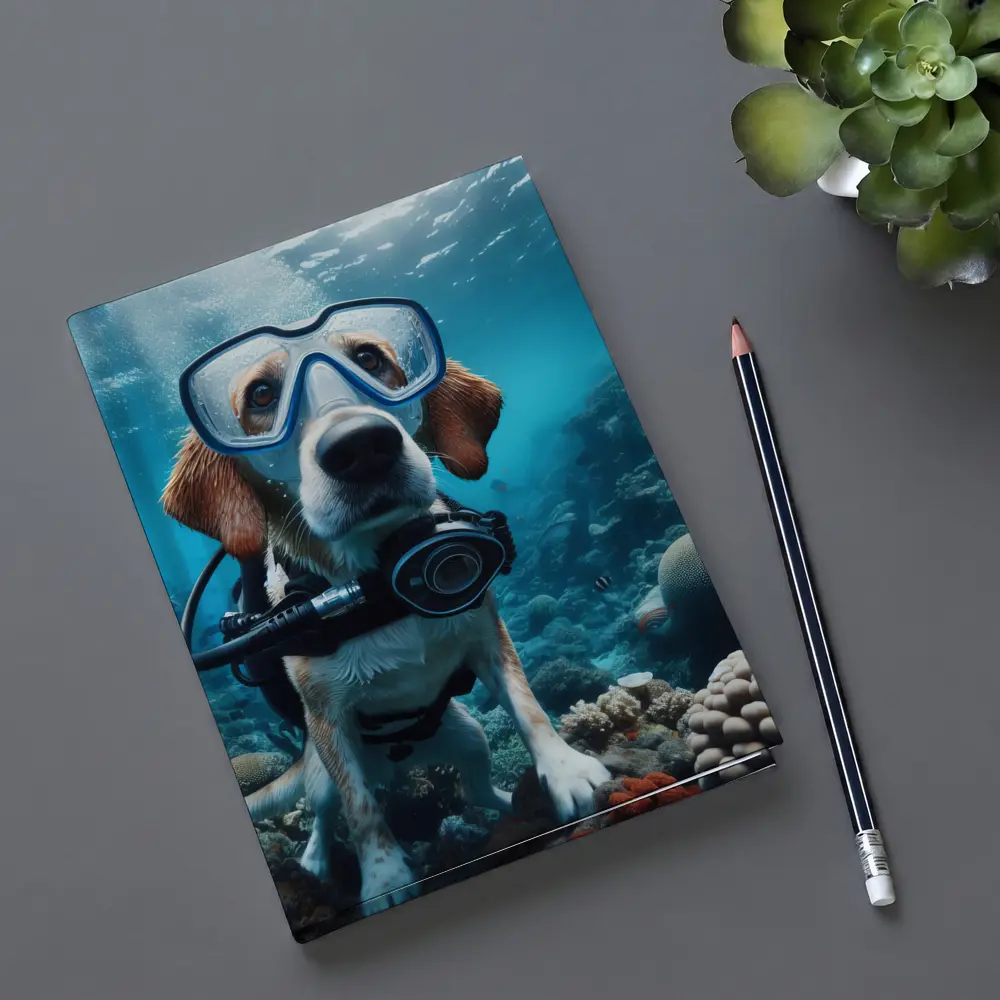 Beagle Dog Scuba Diving Underwater Coral Reef – Notebooks