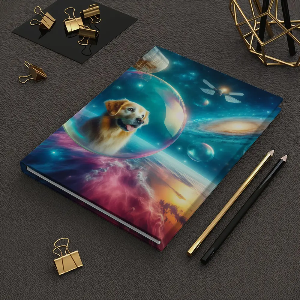 Golden Retriever Floating Bubble Outer Space Galaxy – Notebooks