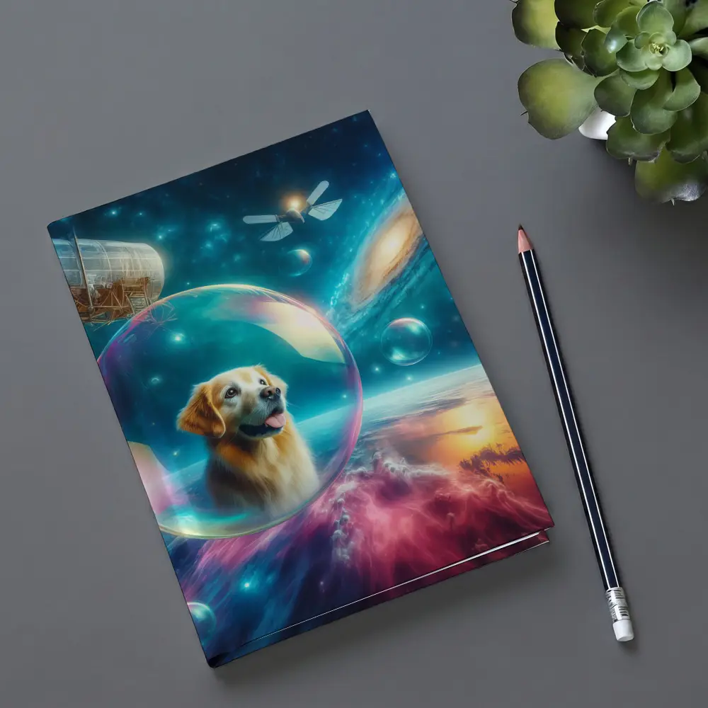 Golden Retriever Floating Bubble Outer Space Galaxy – Notebooks