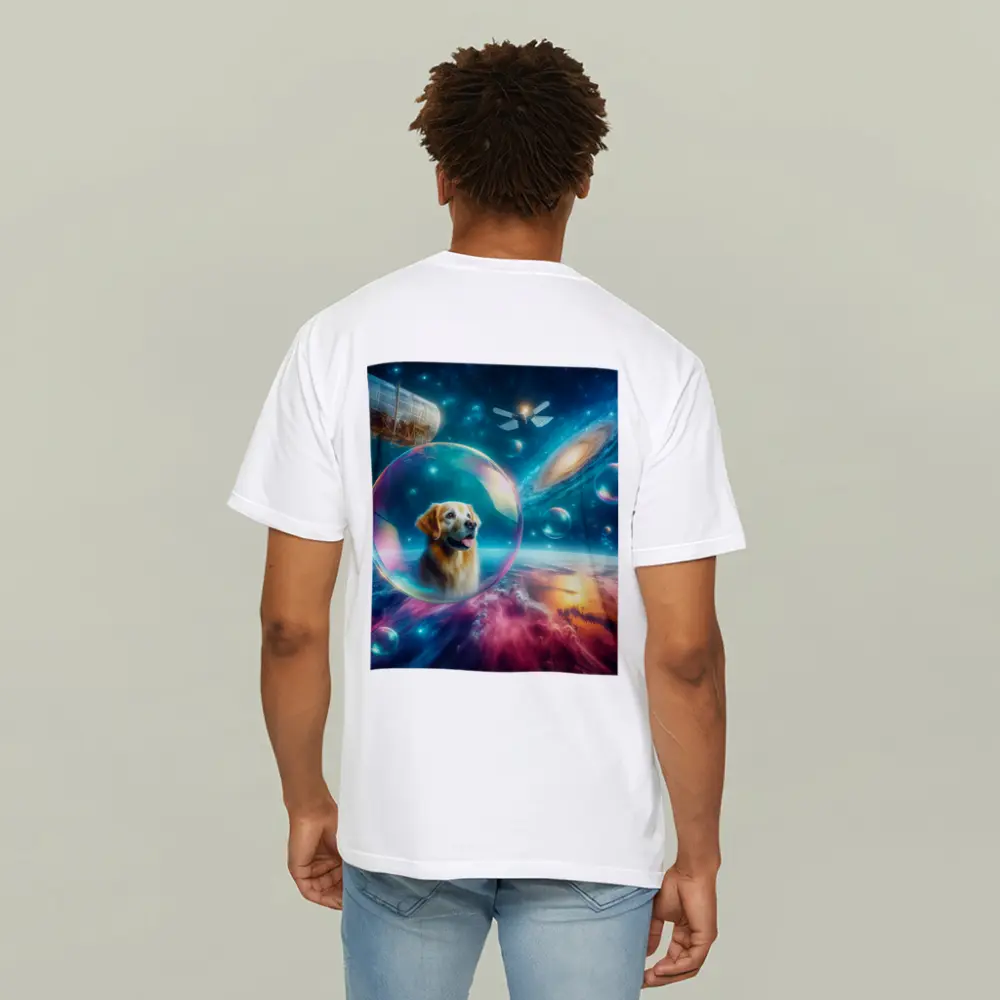 Golden Retriever Floating Bubble Outer Space Galaxy – T-Shirts