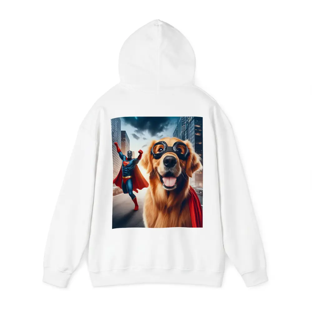 Golden Retriever Superhero Dog City Street – Hoodies