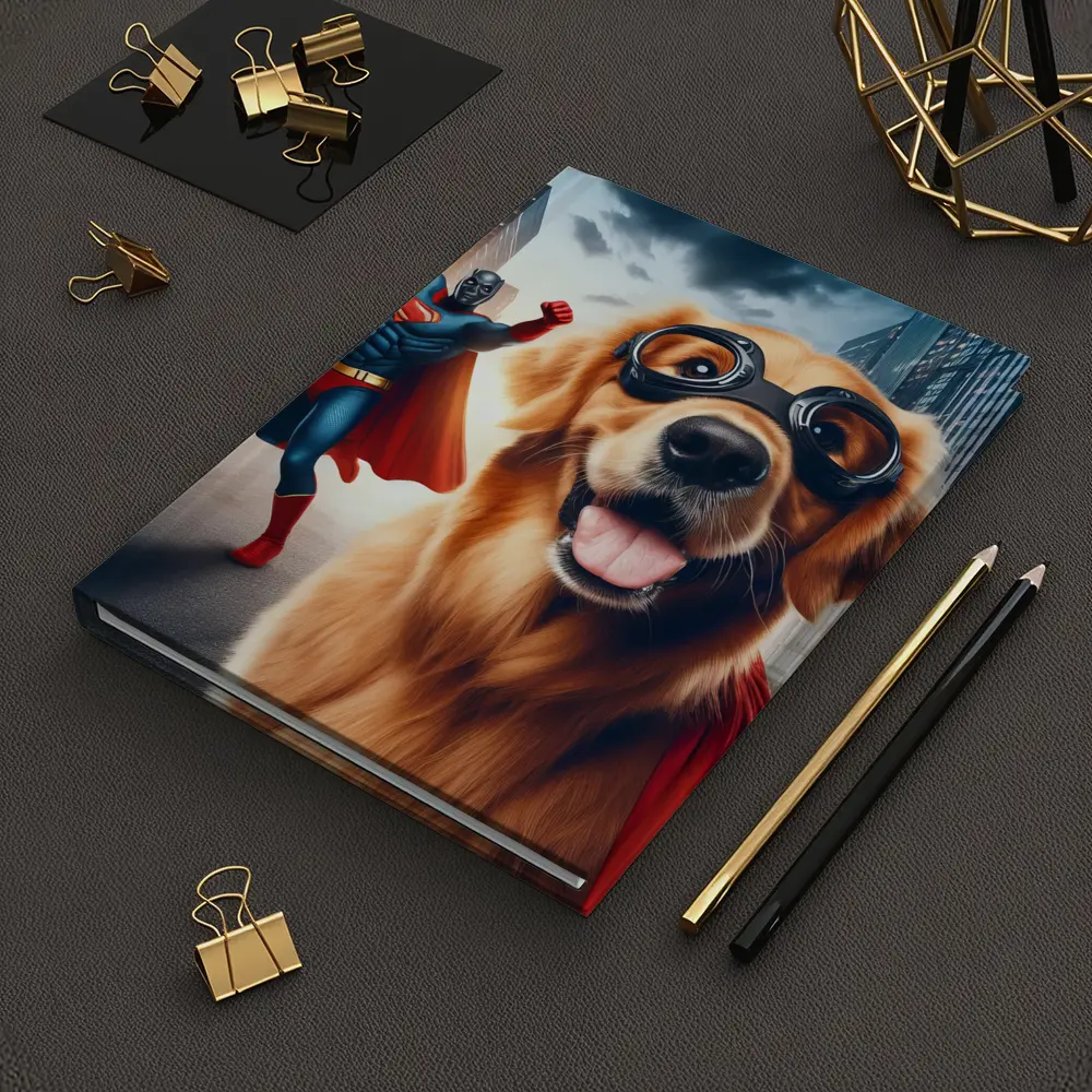 Golden Retriever Superhero Dog City Street – Notebooks