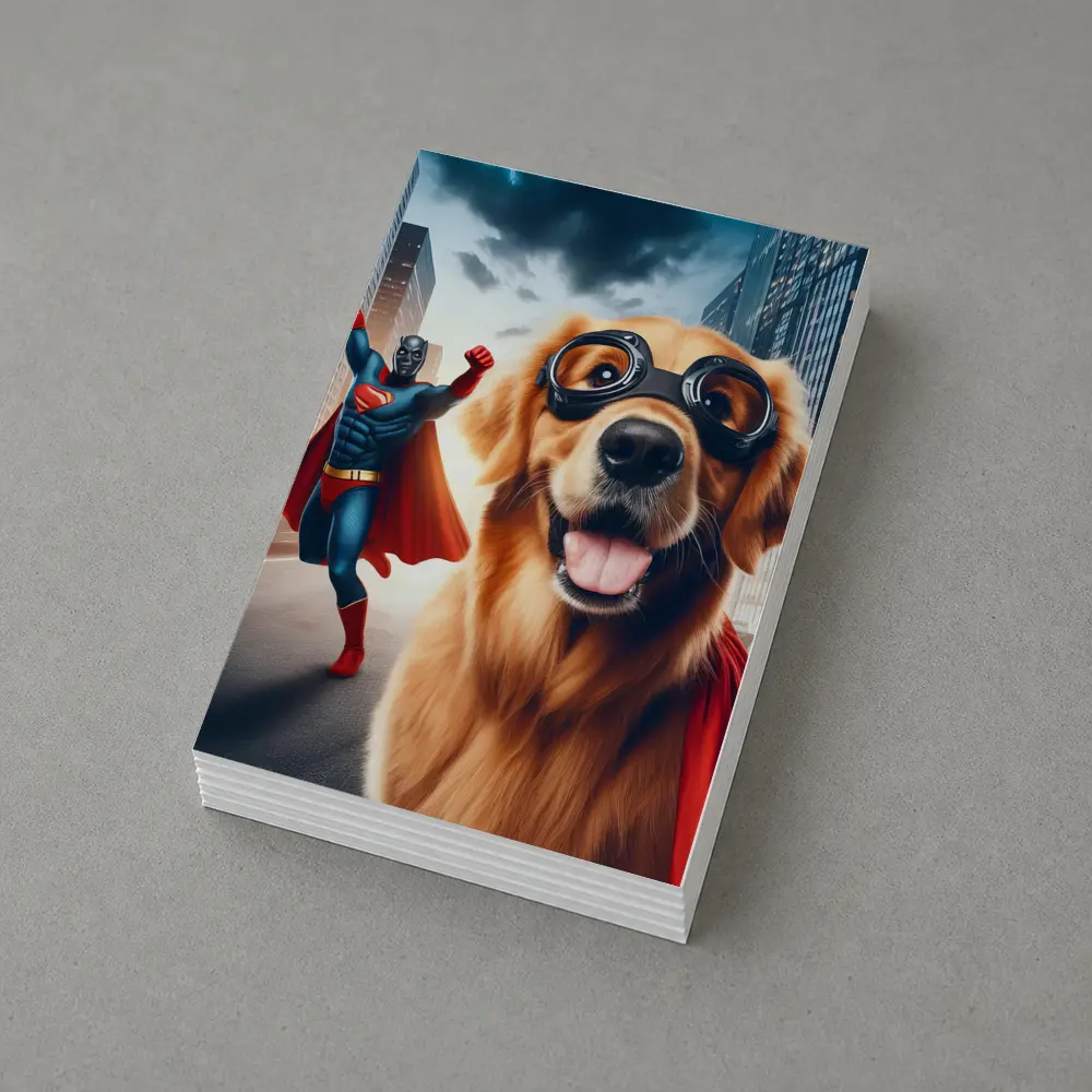 Golden Retriever Superhero Dog City Street – Postcards