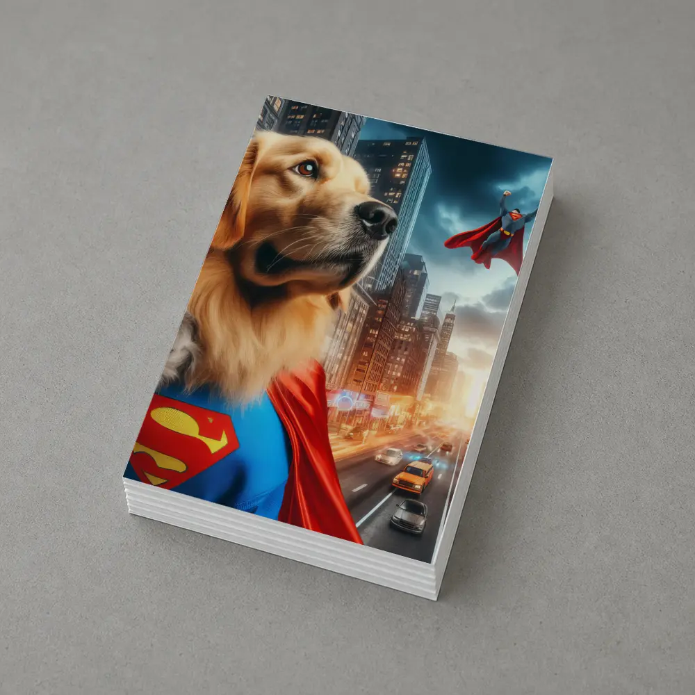 Golden Retriever Superman Cape City Street – Postcards
