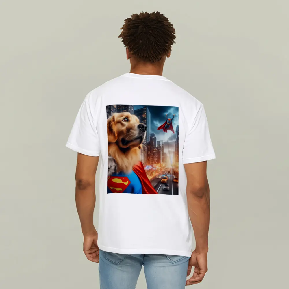 Golden Retriever Superman Cape City Street – T-Shirts