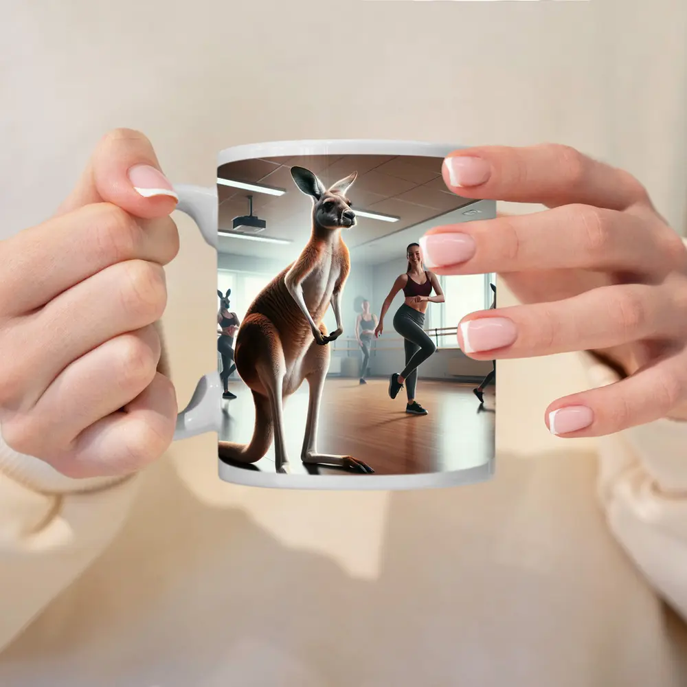 Kangaroo Dancing In Fitness Studio Class – Mugs