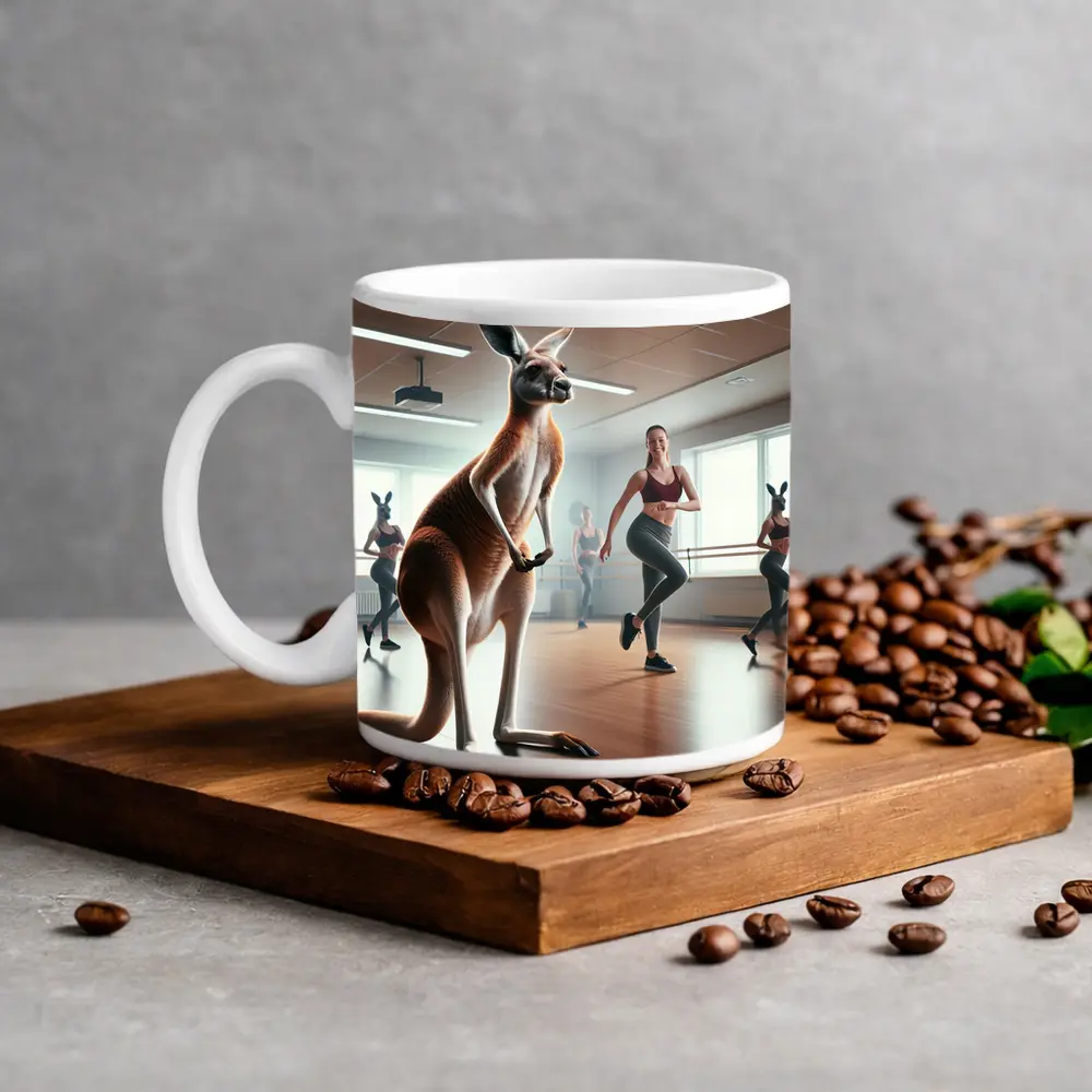 Kangaroo Dancing In Fitness Studio Class – Mugs