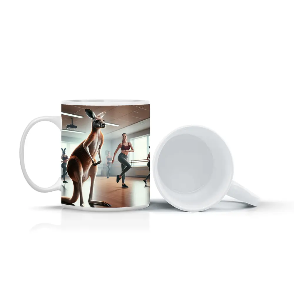 Kangaroo Dancing In Fitness Studio Class – Mugs