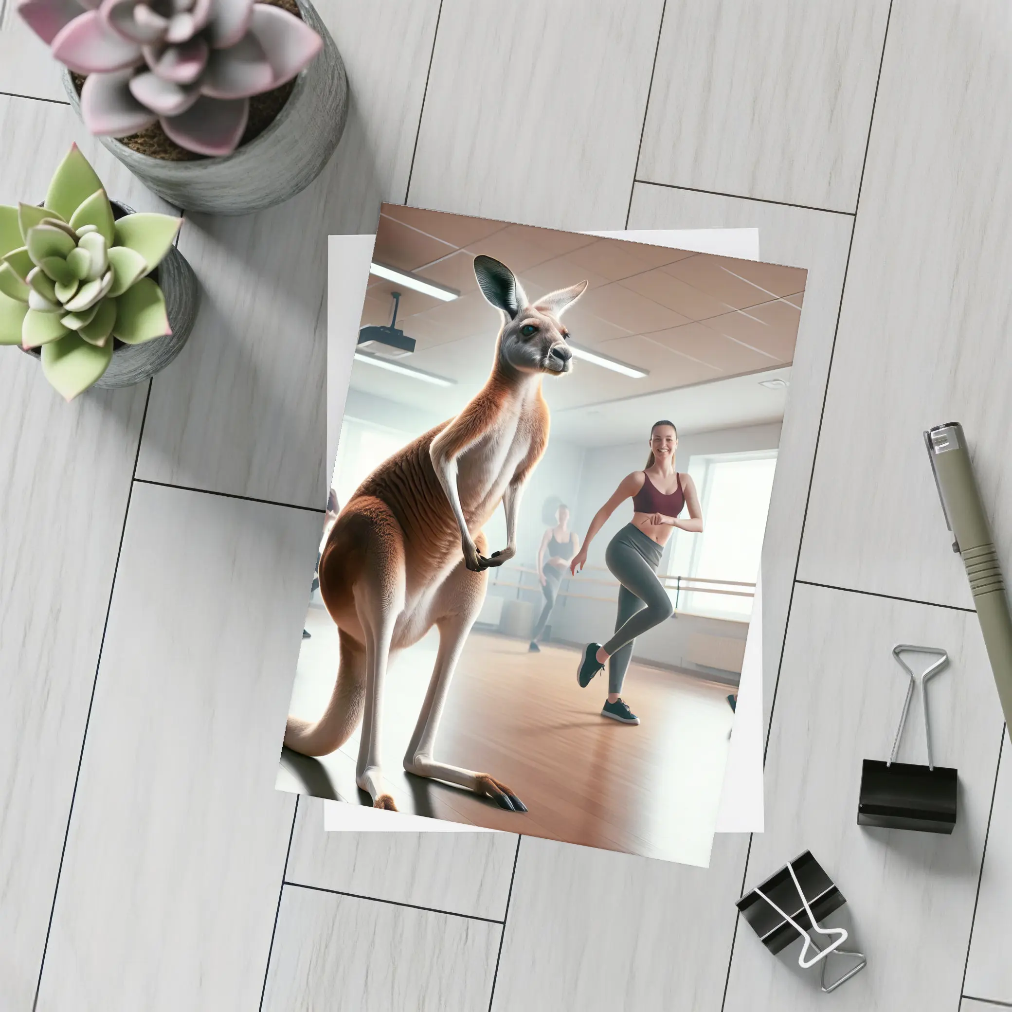 Kangaroo Dancing In Fitness Studio Class – Postcards
