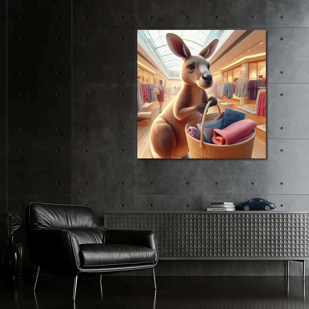 Kangaroo Shopping In Bright Mall – Wall Art