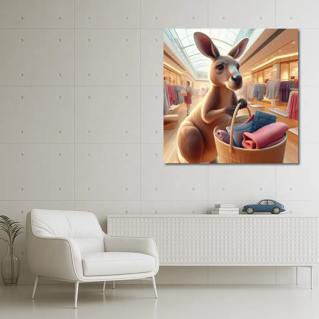 Kangaroo Shopping In Bright Mall – Wall Art