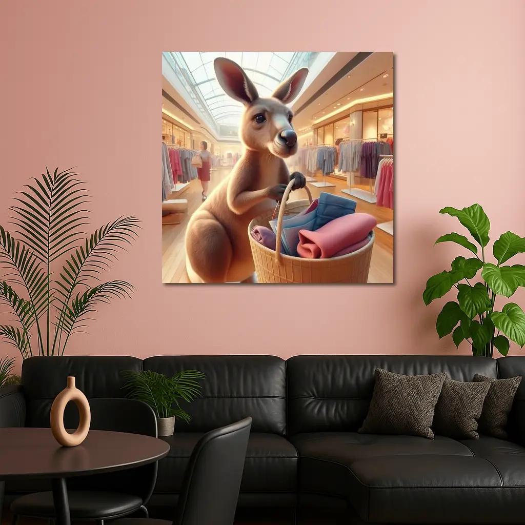 Kangaroo Shopping In Bright Mall – Wall Art