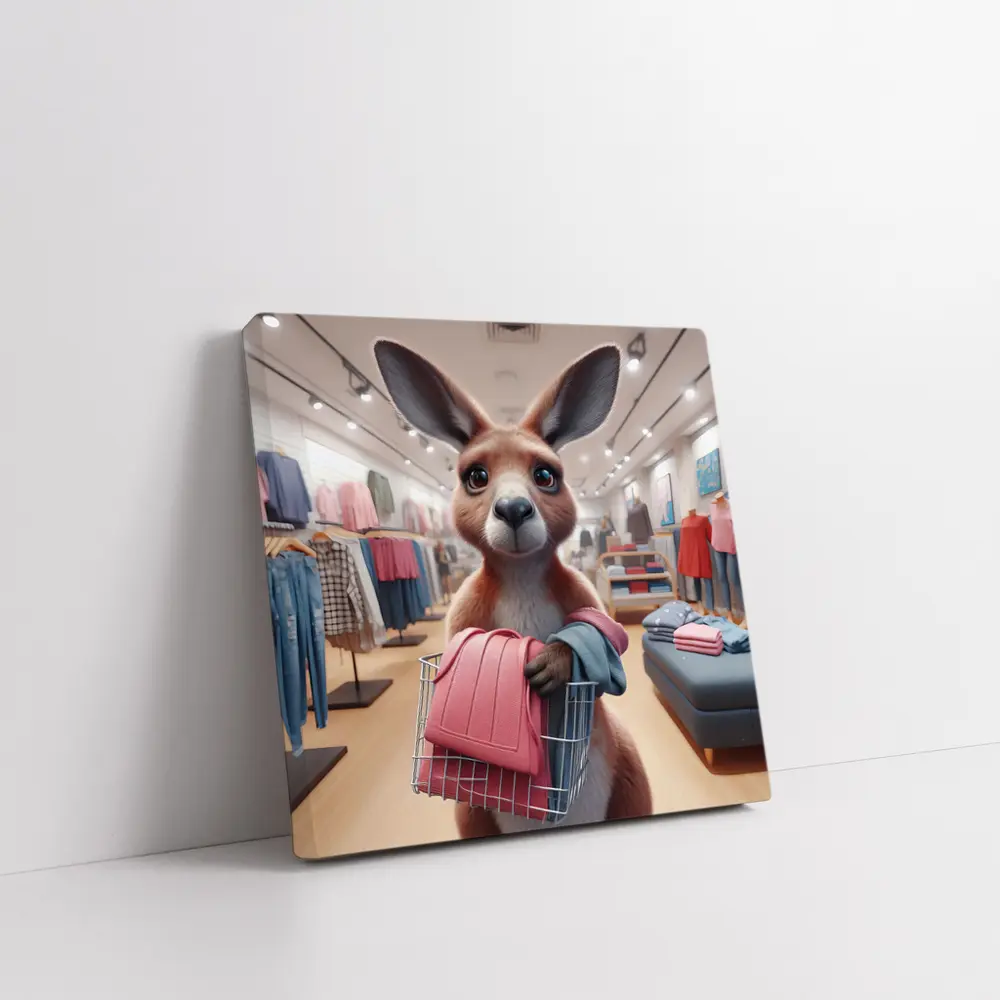 Kangaroo Shopping In Clothing Store – Wall Art