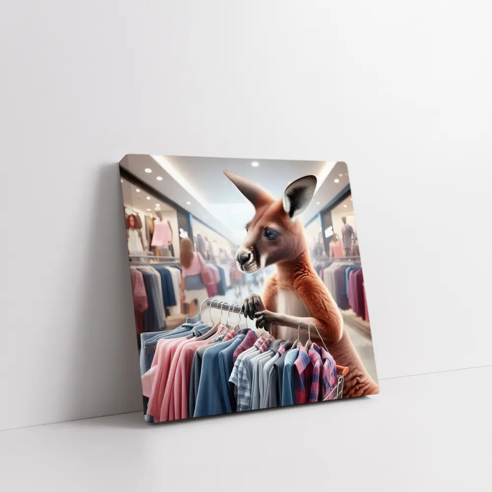Kangaroo Shopping For Clothes In Mall – Wall Art