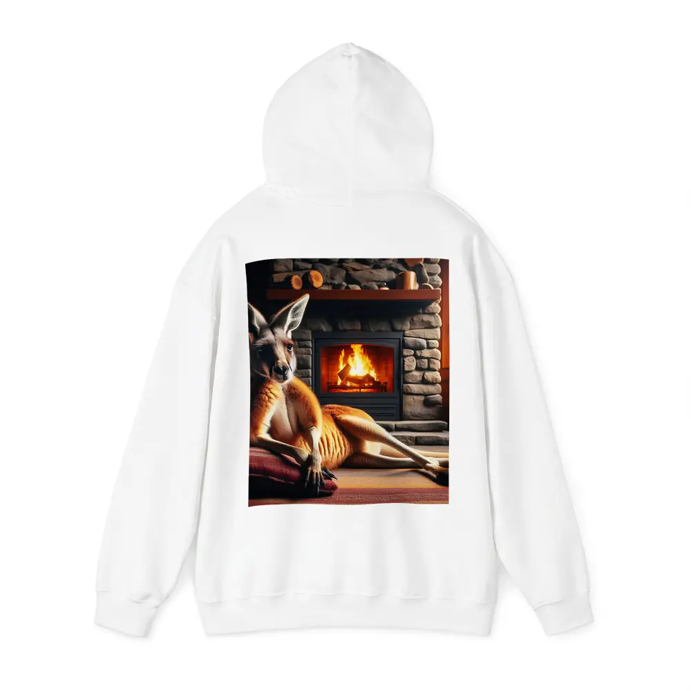 Kangaroo Relaxing By Cozy Stone Fireplace – Hoodies