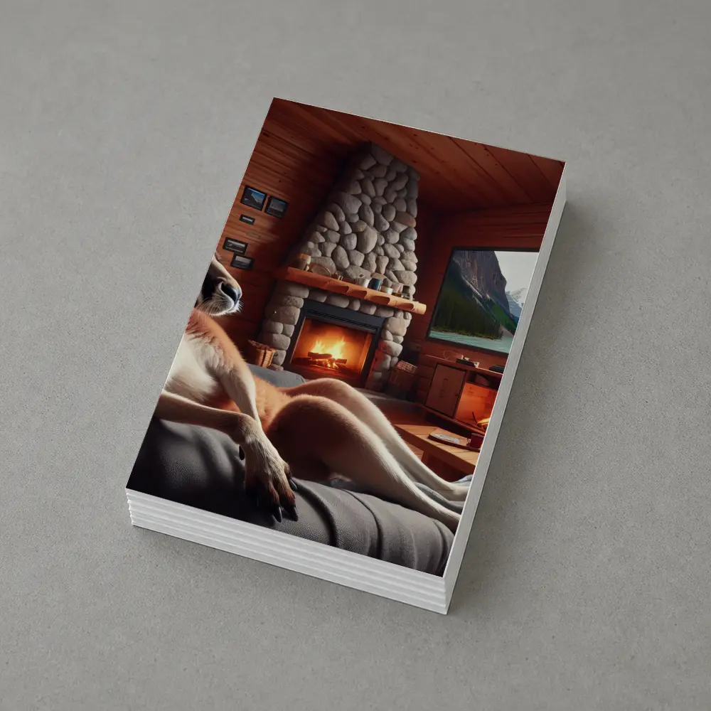 Kangaroo Relaxing In Cozy Cabin Fireplace – Postcards