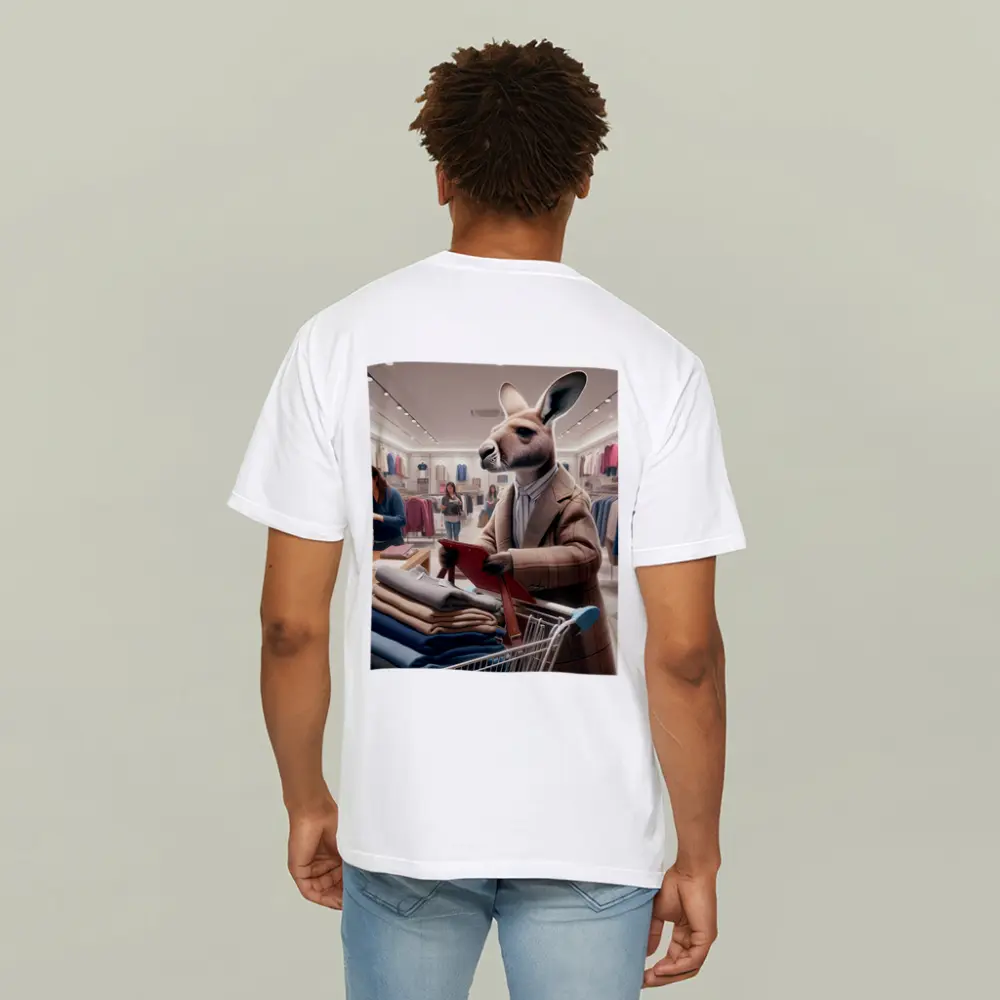 Kangaroo Shopping in Clothing Store – T-Shirts