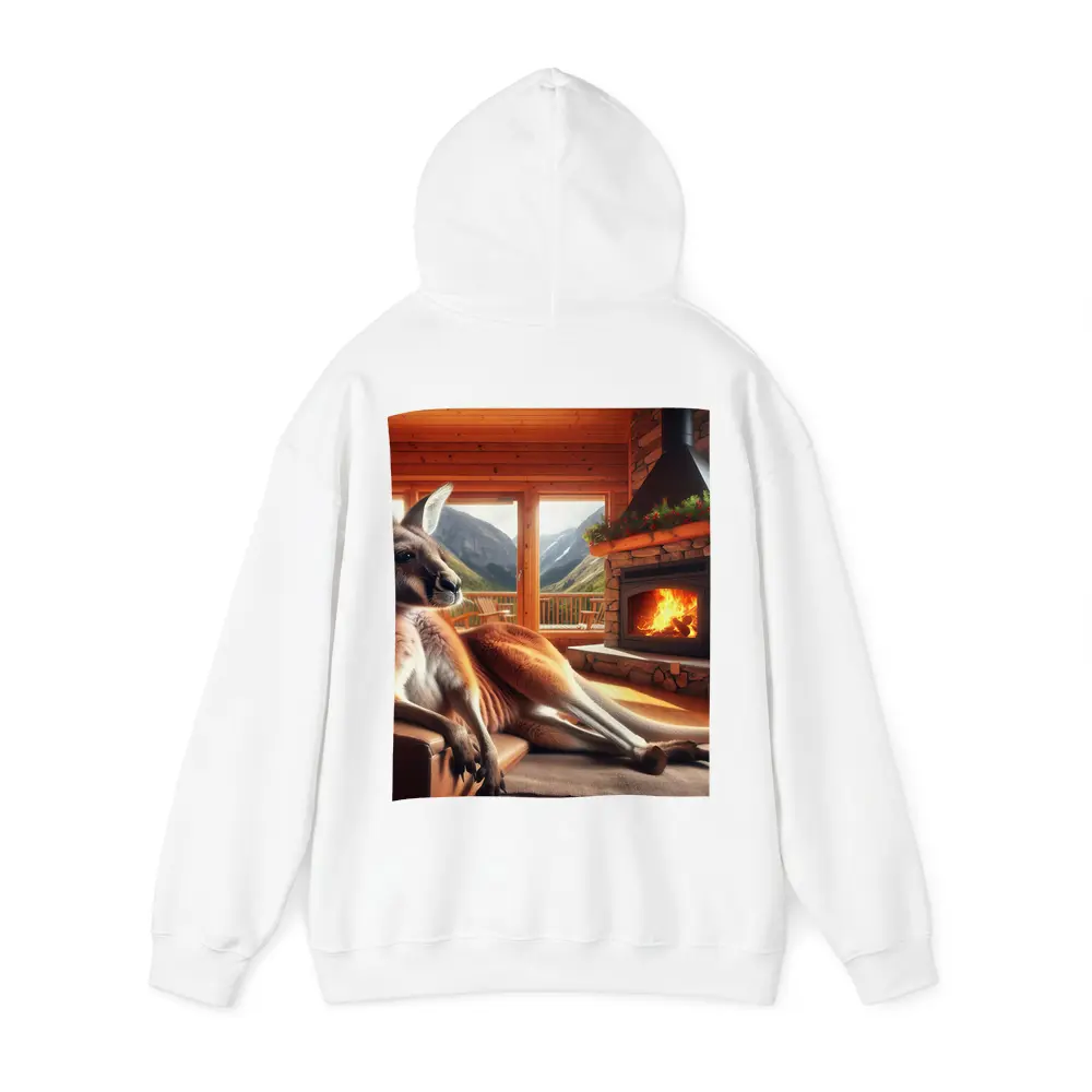 Relaxed Kangaroo Lounging By Cozy Fireplace – Hoodies