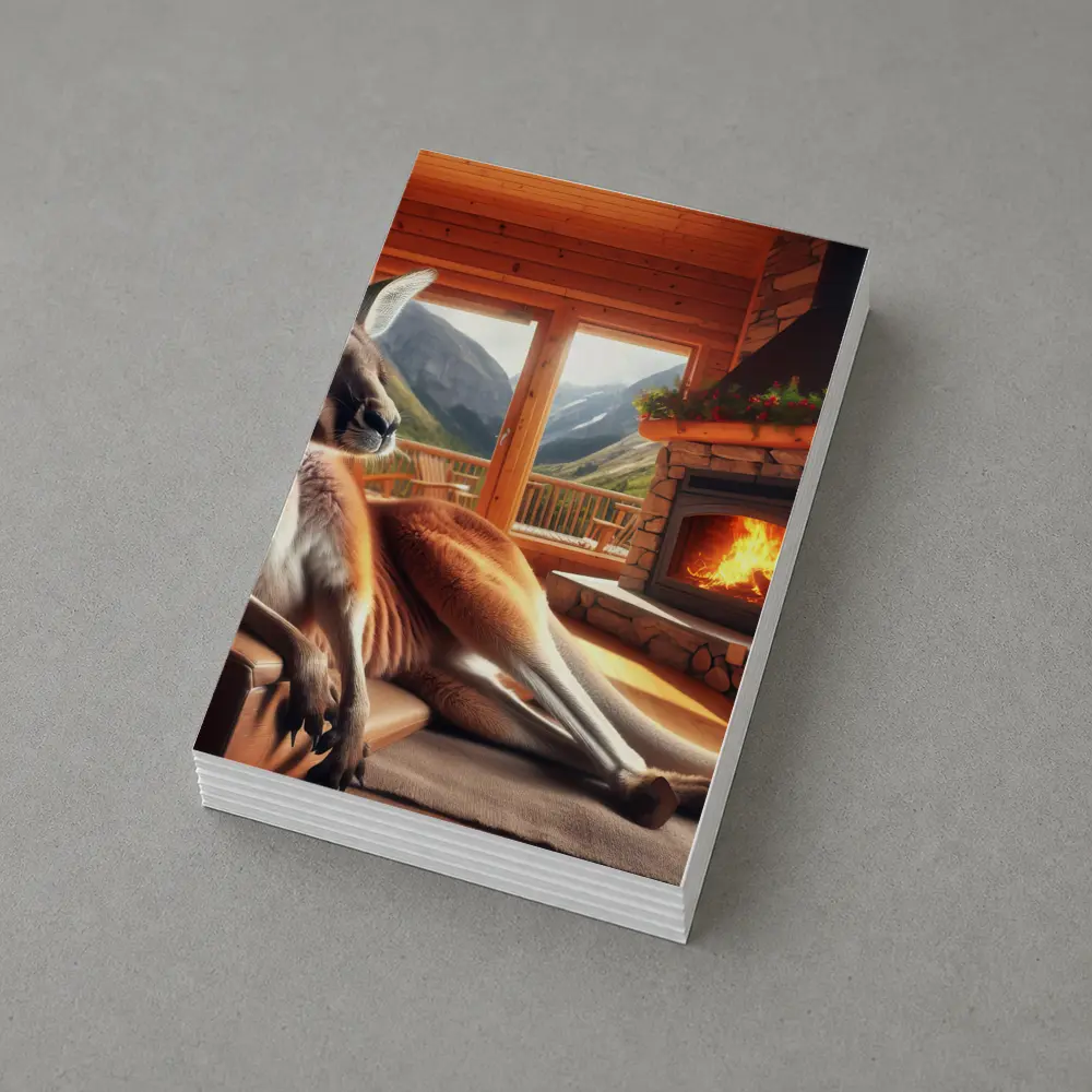 Relaxed Kangaroo Lounging By Cozy Fireplace – Postcards