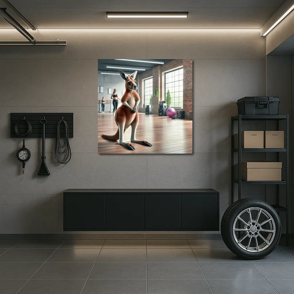 Kangaroo Standing In Dance Fitness Studio – Wall Art