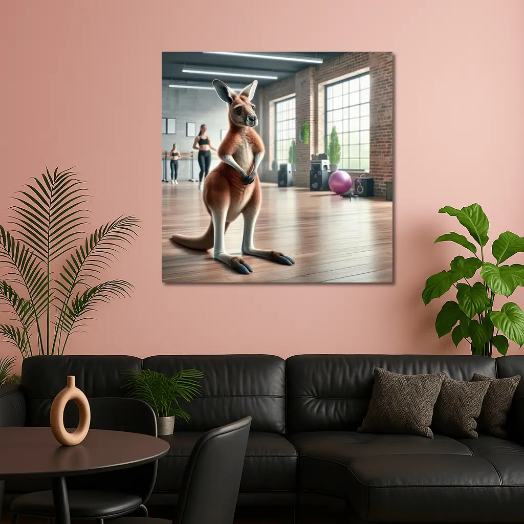 Kangaroo Standing In Dance Fitness Studio – Wall Art