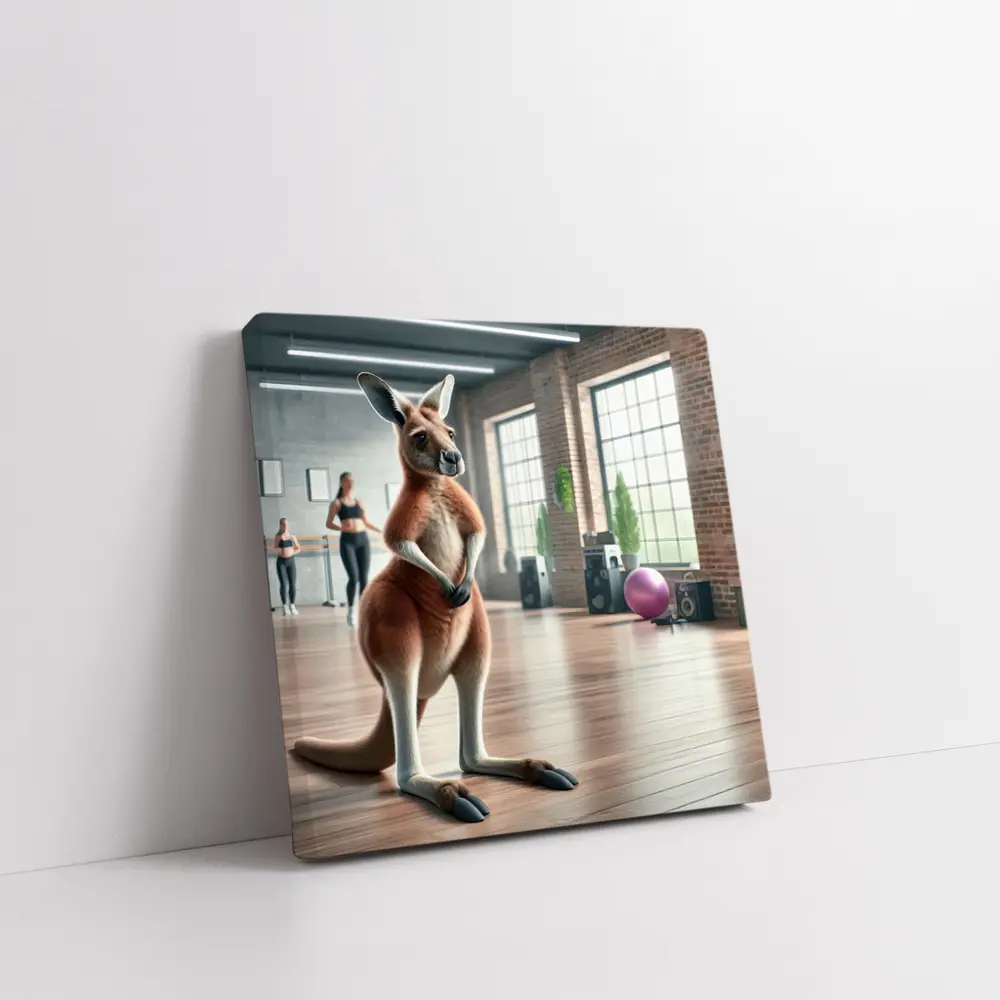 Kangaroo Standing In Dance Fitness Studio – Wall Art
