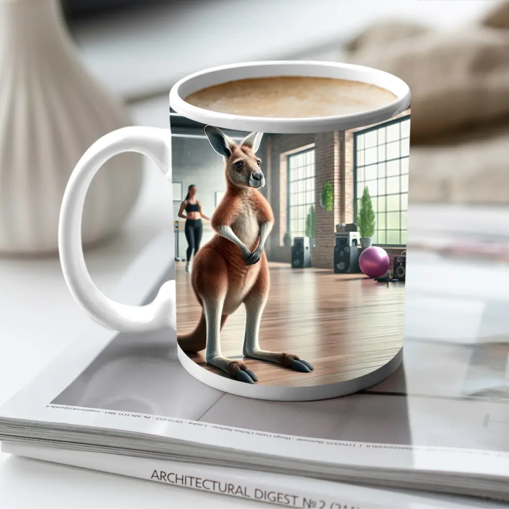 Kangaroo Standing In Dance Fitness Studio – Mugs