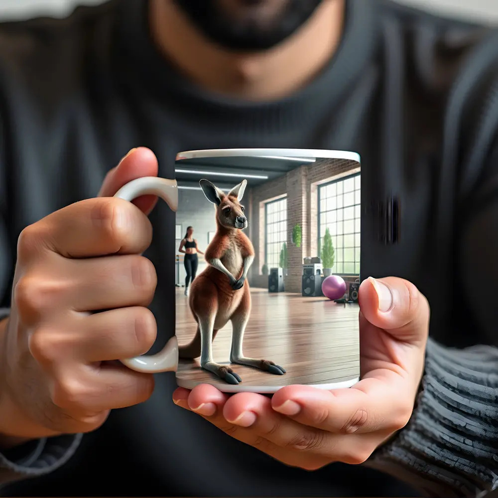 Kangaroo Standing In Dance Fitness Studio – Mugs