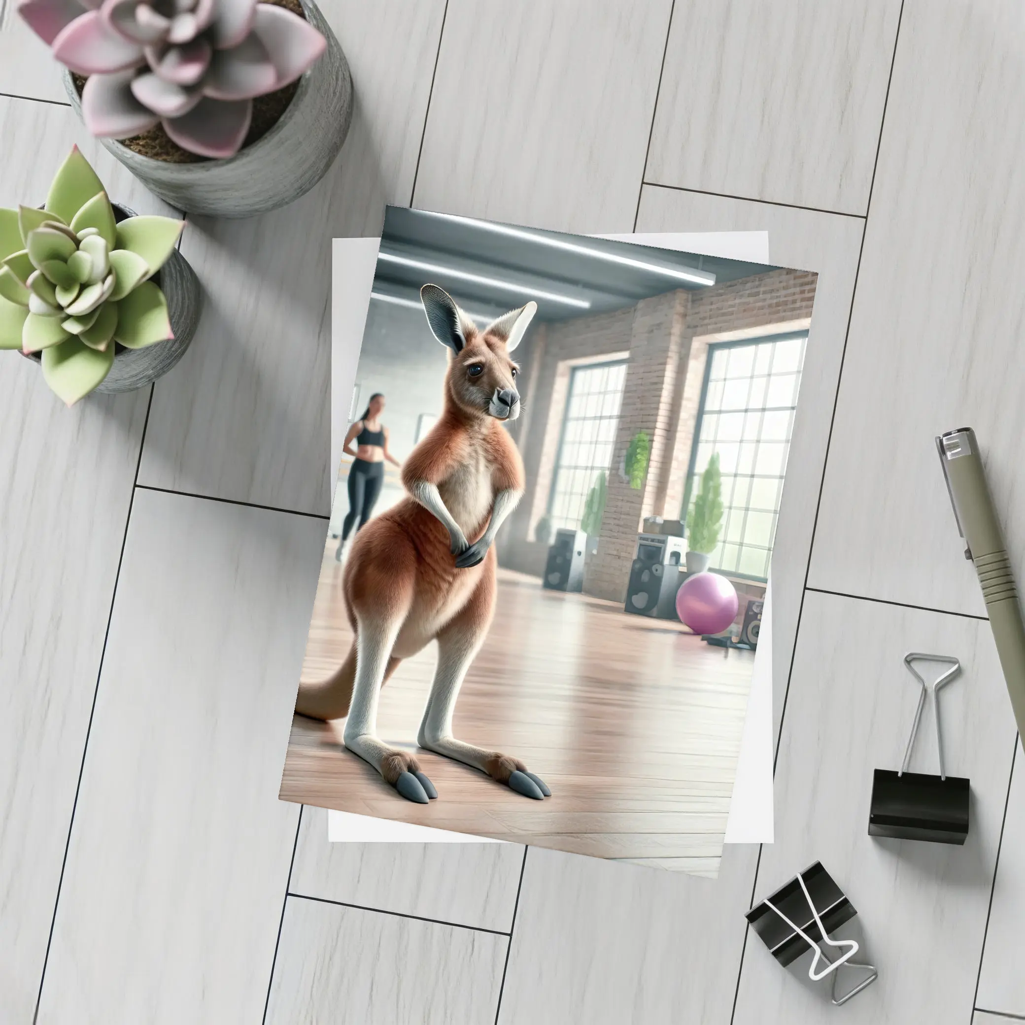Kangaroo Standing In Dance Fitness Studio – Postcards
