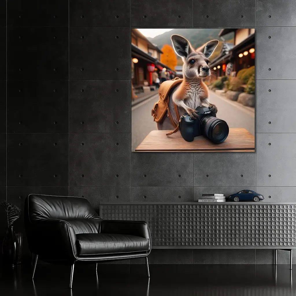 Kangaroo Tourist With Camera In Japan – Wall Art